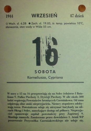 16 Września – Niemcy opanowują szpital powstańczy przy Zagórnej 9. Mordują rannych.